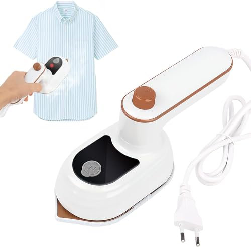 Ferro da stiro da viaggio portatile, Ferro da Stiro Portatile con Manico Pieghevole, 110-220 V Termostato Mini Ferro da Stiro a Vapore Portatile con Manico Pieghevole Girevole per Casa E Viaggi(EU)