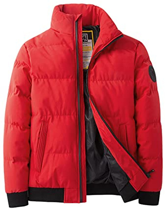 Steppjacke Herren Winterjacke ohne Kapuze Winddichte Jacke Übergangsjacke Herrenjacke Männer Warm Sweatjacke Windjacke Daunenjacken Daunenjacken für Herren Outdoorjacke Sportjacke Rot 3XL