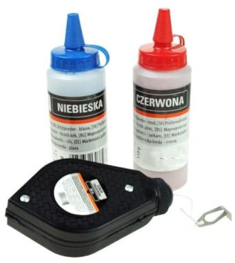 pokm toolsmarket Lot de 3 poudres de cordeau à frapper bleu et rouge 115 g avec cordon de frappe 30 m