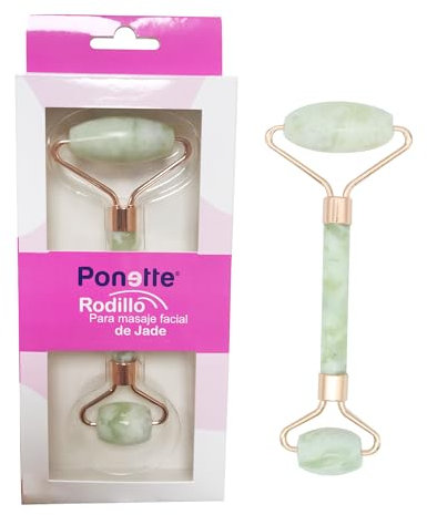 PONETTE - Rodillo para Masaje Facial de Jade, Rutina facial, Cuidado Facial, Relajante de Músculos de Cuello y Rostro, Skincare, Marca Española
