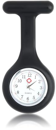 Goerpn Silicone Nurse Watch with Brooch, Infection Control Design, Pocket Clock with Pin for Health Care Nurse Doctor Paramedic, Medical Brooch Fob Watch for Women Men