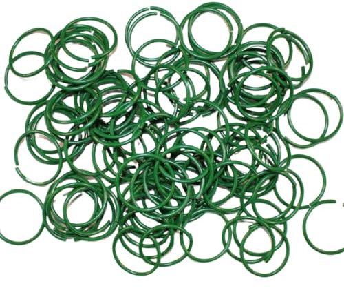 Citystores® Garten-Pflanzenringe, Gartenstütze, sichere Clips, weich, flexibel, Drahtringe zum Binden, Pflanzen, Stängel, Grün, 100 Stück