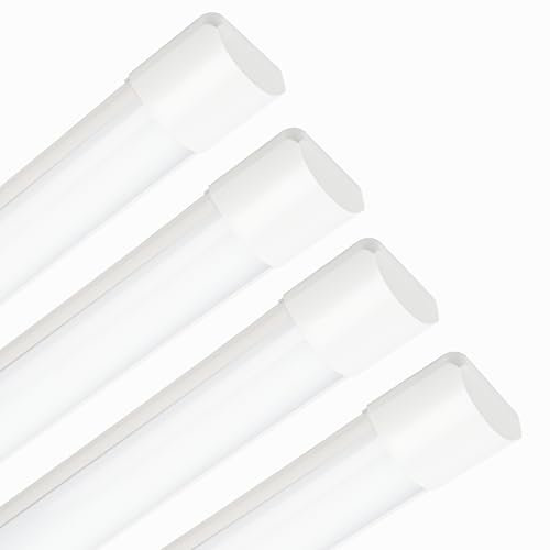 Sundertech Set di 4 Reglette LED 150 cm, Neon LED 48 W, 5350 lm, bianco freddo 6500 K, tubi luminosi per garage, magazzino, parcheggio, ufficio, officina, illuminazione cucina