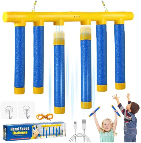 Catching Sticks Games,Falling Sticks Catching Game Adjustable 3 Speed Reaction Promotes Hand-eye Coordination Rechargeable Drop Stick Toy Agility and Sensory Development Gift for Kids&Adults