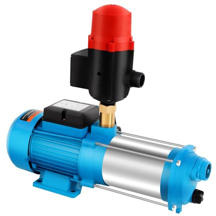 Kreiselpumpe Hauswasserwerk Gartenpumpe 1300W 4000L/H 9.8 bar mit Automatische Abschaltung Motorschutzschalter Druckschalter für Bauernhof, Teich, Garten, Haus, Brunnenmodellierung, Druckverstärker