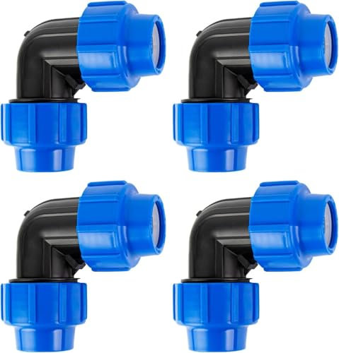Wzzy Gurden Raccord PP pour Tube PE 20mm, Plastique PE Coudé 90° Connecteur en PP pour Tuyau d'eau Connecteur PPR PVC Tuyau Connexion Raccord, 4 Pièces