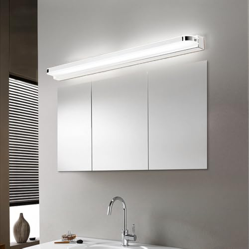 XINYASEE Aplique Espejo Baño,Led Lámpara de Pared,espejo de la lámpara de baño 40/50/60cm 9/12/14W,Lámpara de Baño Impermeable 6000K Luz blanca fría (Plata, 40CM)