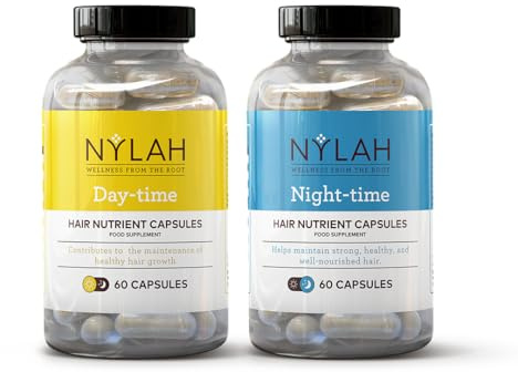 NYLAH 24-Hour Hair Growth Supplement SET | x120 Day & Night Capsules | Targets Hair Loss, Reduces Shedding, Supports Scalp Health & Promotes Fuller, Stronger Hair