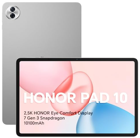 HONOR Pad 10 12,1‘’ 256GB/8GB RAM Wi-Fi Tablette, 10100mAh 12,1 Zoll 120HZ 2.5K Eye Comfort Display Tablet, 4nm Snapdragon 7 Gen 3 mit 6 Lautsprecher, KI-Effizienz, Android 15+Bluetooth,Gray
