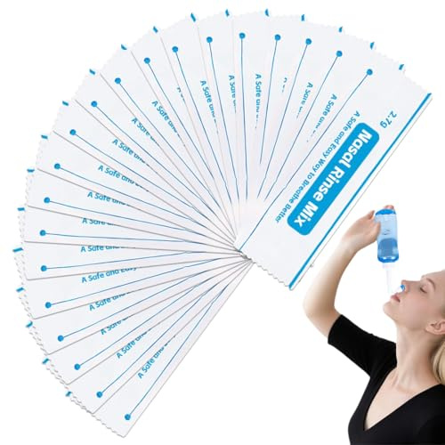 RAZKEF 20 Pièces Sachets Sel Nasal 2.7g Sachets De Douche Nasale Sachets De Sels De Rinçage Des Sinus Sel D'irrigation de Nez Sel Pour Rinçage Nasal Pour Douche Nasale Sinus Rinse Irrigation Nasale