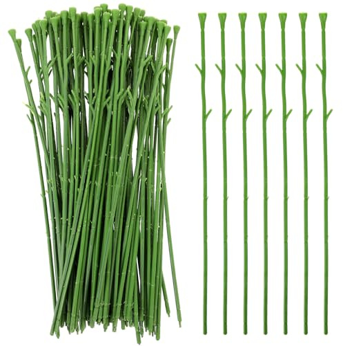 LIOOBO 100Pcs Floral Wire Stem Artificial Rose Flower Stems Plastic Fake Flower Decor for DIY Craft Bouquets Wreaths Wedding Arrangement Room Home Restaurant Party Valentine's Day Decoration 13-Inch