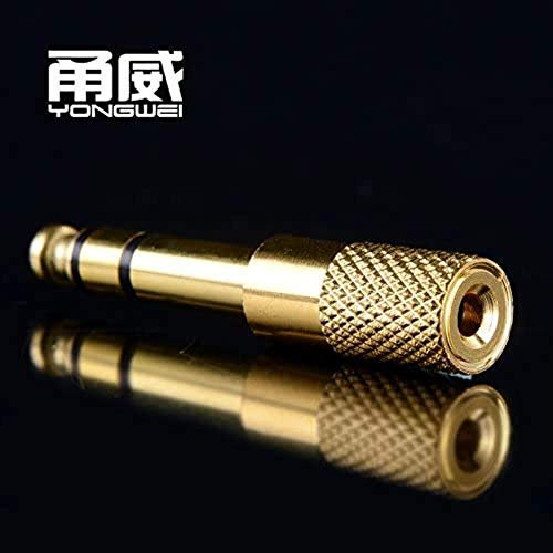 bhc 6.35 To 3.5 Female Monitor Plug Headphone Electronic Drum Amplifier Speaker Conversion Connector（5pcs Premium sound quality (Color : Gold)