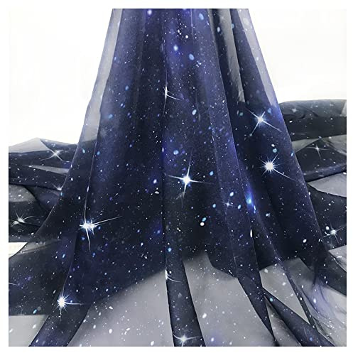 MUYUNXI Chiffongtyg Per Meter Starry Sky Printing Tencel Chiffon Tyg För Kläddekoration Handgjorda 150 Cm Bred Säljs Per Meter
