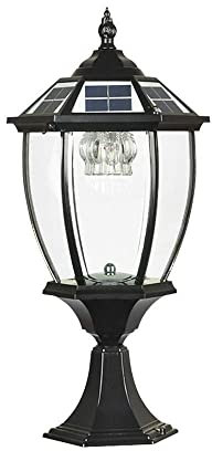 MODEBHD Lámpara de columna solar de vidrio para exteriores continental al aire libre Villa Artesanos Lámpara de poste Pilar del Parlamento Lámpara de pared impermeable Lámpara de pilar de metal de alu