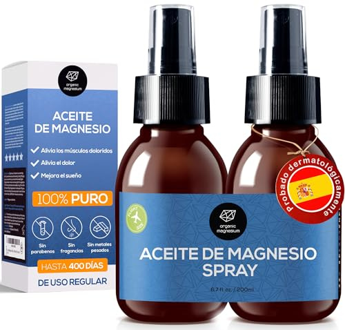 Ultra Pur MagnesiumÖl Spray 2x100ml - 100% Natürlich Reines Zechstein Öl von Organic Magnesium | Perfekt für Sport & Muskel entspannung | Flüssig MagnesiumChlorid Oil Konzentrat