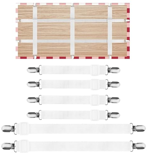 KZQXXT Tischdeckenklammern für Draußen 6 stück, Tischklammern Outdoor, Tischdeckenhalter Verwendet zur Befestigung Tischdecken Bügeleisen, Bettwäsche usw (weiß)