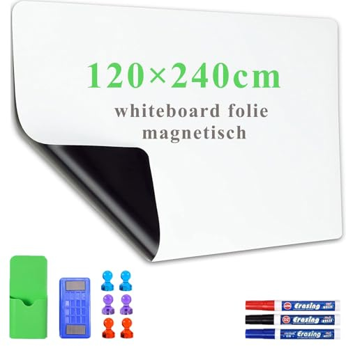 Lyzzxi Foglio Lavagna Cancellabile Bianca,120 × 240cm Adesiva Lavagna Magnetica da parete, Pellicola per lavagna flessibile, per Educatori, Scuole Domestiche, Aule, Uffici