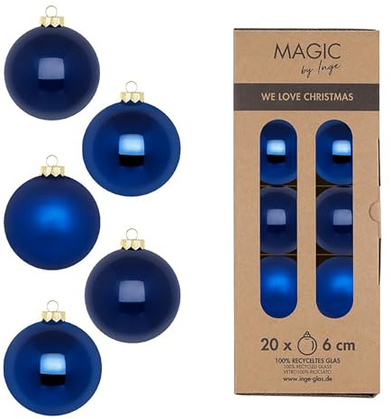 Weihnachtskugeln Glas 6cm 20 Stück - matt & glänzend - Christbaumkugeln Weihnachtsbaumkugeln für Weihnachten - Christbaumschmuck & Weihnachtsbaumschmuck Königsblau - Royal Blue