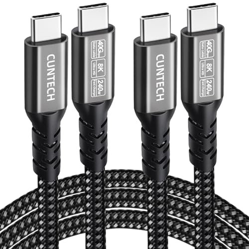 USB4 Cable for Thunderbolt 4/3 Cable 3.3ft 2-Pack, 40Gbps Data Transfer 240W PD Fast Charging 8K/4K@60Hz Video Monitor Cable for MacBook iPhone16/17 iPad Samsung Galaxy Cell Phone Tablet Laptop