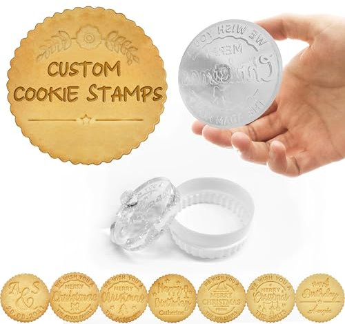 YouBaiVS Personalisierter Keksstempel mit 6 Ausstechformen, individuelle Plätzchenprägung, Stempel, Keksformen, Stempel mit Namen zur Dekoration