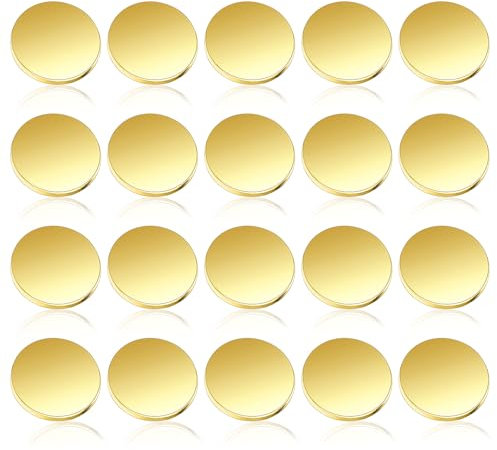 Teaaha 20 Stücke Metall Flache Knopf, Legierungsschaft Knopf Rund Geformt Nähknopf Goldene Runde Nähknöpfe für Hemd, Anzug, Hose, Jacke, DIY Handwerk, Frauen und Männer, Gold (23mm)