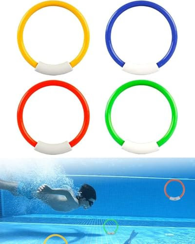 TPZORJX 4 pcs Anelli da Immersione,Giocattoli da Immersione, Regalo di addestramento per Piscine subacquee, per Bambini di età Superiore a 3 Anni,Feste Piscina