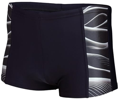Aquarti Herren Badehose Kurz Sportlich Streifen, Farbe: 11307 Schwarz/Grau, Größe: 6XL
