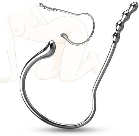 TCSKIOS Metal Double Anal Hook Sex Toy Stainless Steel G Spot Wand Massage Stick P-Spot Stimulator Prostate Massager Anal Plug Anal Beads Fetish Masturbation Orgasm Sex Toy for Women Men Couples (L)