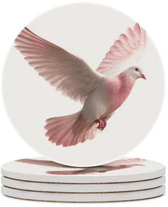 Sottobicchieri assorbenti Slim Pink Dove in Flight Set di 4