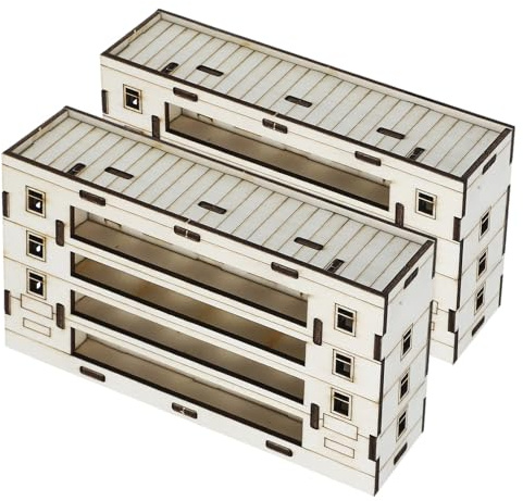 Gadpiparty Lot de 2 Maisons en Bois Brut 9 pour Loisirs Créatifs – Maquettes de Maisons Modernes Prêtes à Décorer – Modèles Miniatures pour Table à Sable Construction DIY Accessoires pour