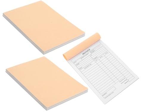 Zerodeko Carnet de Reçus pour Petites Entreprises 5 Pièces, 3 Exemplaires Autocopiants, 60 Pages par Carnet, Format 21 X 14,5 Cm, Bloc de Factures et Bons de Commande, Feuilles de
