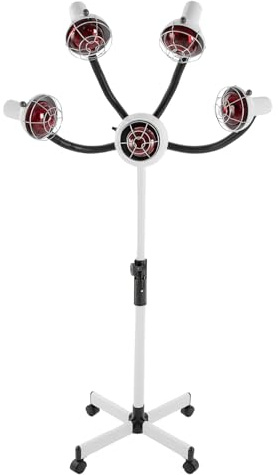 Lampe Chauffante Infrarouge à 5 Têtes 750w, Réglable Température 40-80 °C