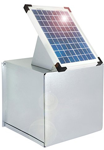 Eider 10333-000 Weidezaun Metall-Tragekasten inklusive 10 W Solarpanel für 12V-Weidezaungeräte-Verzinkt-Schützt