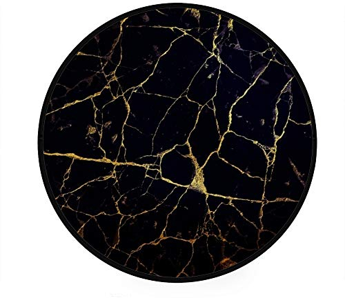 Orediy 92 cm runde Schaumstoff-Teppiche Gold Schwarz Marmor Leicht Kinder Kinderzimmer Spielteppich Boden Yoga Matte für Wohnzimmer Schlafzimmer