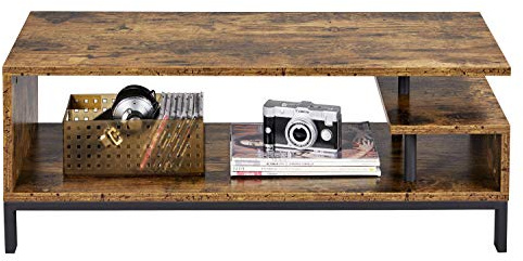 Yaheetech Tavolino Basso da Salotto Tavolino Basso da Caffè Portaoggetti Moderno Tavolo da Divano con Ripiano Inferiore Mobile da Soggiorno a 3 Livelli 106 x 39,5 x 40 cm