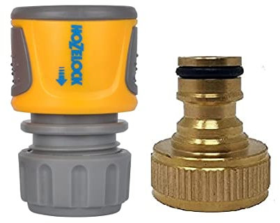 Simply Products Soft Grip Quick Connect Hose End Connector With 3/4 Brass Tap Adaptor Fitting For Garden Taps