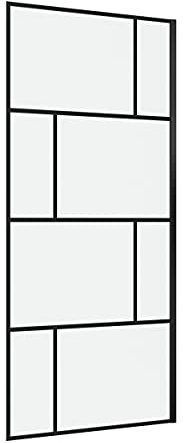 MARWELL Duschwand in modernem Design 90 x 195 cm - Trennwand aus Glas mit matt schwarzen Wandprofil - Einscheibensicherheitsglas für höchste Sicherheit - Montage auf Duschwanne oder Fliesen