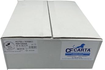 50 rotoli termici per cassa 57x30, rotoli omologati per scontrini misura 57mm x 30metri di lunghezza, CF CARTA (50)