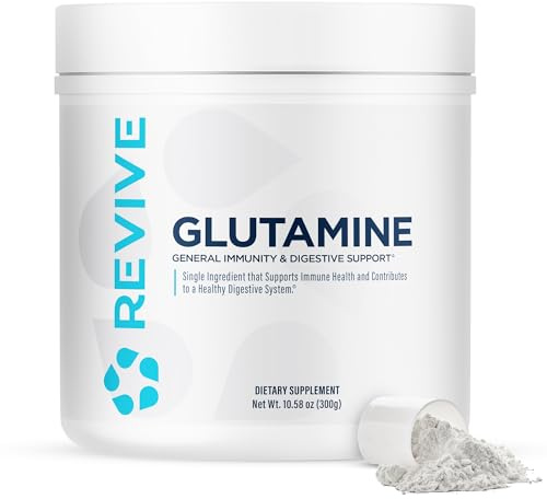 Revive MD Gut L-Glutamine Powder – Muscle Recovery & Immune Support Supplement for Adults – Promotes Digestive Health, Reduces Muscle Soreness & Supports Immunity – Vegan (30 Servings)