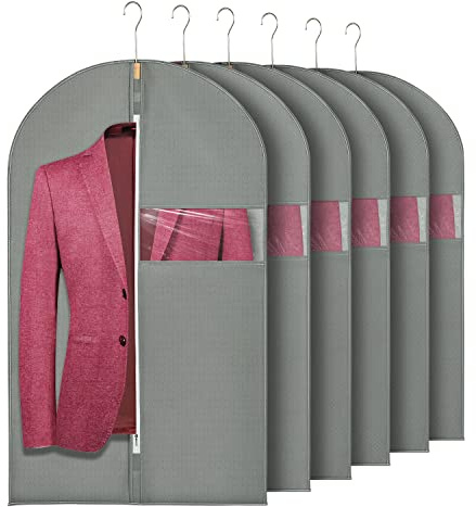 HWAJAN 24X406PACK Garment Bags for Hanging Clothes Travel Suit Cover Bags for Closet Storage with Clear Window Non-Woven Fabric Protector Bag with Zipper for Suits,Coats,Shirt,Jackets,Sweaters