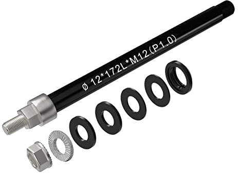 NICEDACK Axe Traversant M12 x 1,0-160-172 mm avec Adaptateur pour Attelage de Remorque de vélo, Compatible avec la Taille de Moyeu 142-148, Longueur Réglable