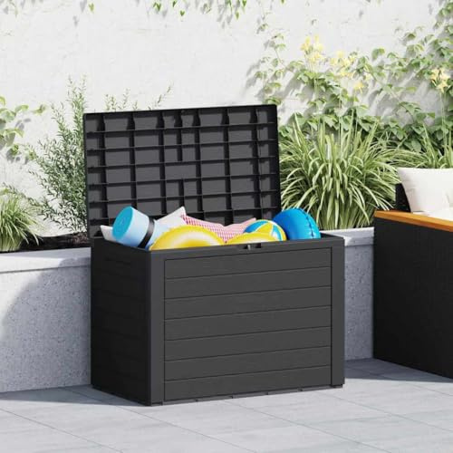 Higsose Baule Giardino Esterno 78x44x55 cm Impermeabile in Plastica - Cassone, Cassapanca, Panca, Contenitore, Cassa Per Esterno - Antracite