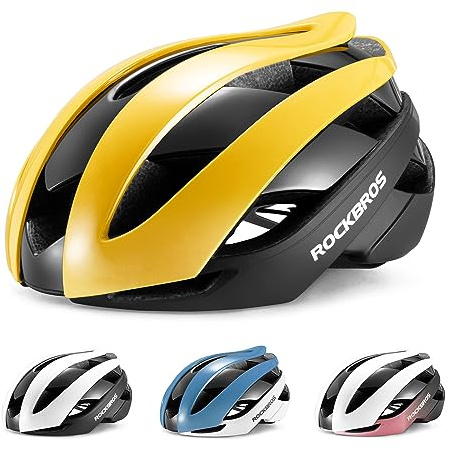 ROCKBROS Casco Bici, Casco Bici da Corsa, Casco da Ciclismo per MTB Bicicletta, Casco Regolabile Leggero, Casco Bici Uomo Donna, Circonferenza 55-61 CM, 4 Colori