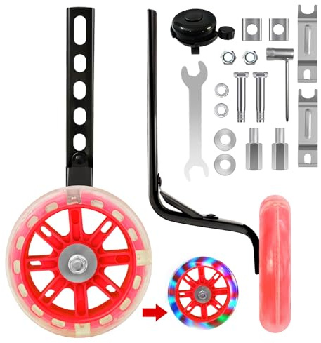 CycForge Bike Stabilisers for childs Bikes - Equipped with Flashing Quiet Wheels - Compatible with 12 14 16 18 20 Inch Kids' Variable Bicycles & Single-Speed Bikes