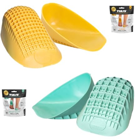 Tuli's Classic Heel Cups and Heavy Duty Heel Cups, Heel Cup Kit for Plantar Fasciitis, Sever's Disease, and Heel Pain Relief, Regular