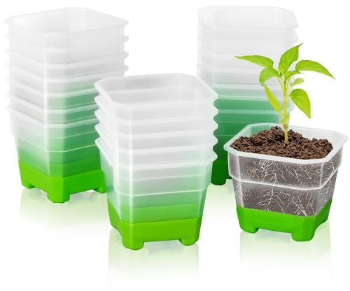 Yokuni Blumentopf Transparent, 20 Stück Anzuchttöpfe, Kein Geruch, Verschleißfeste und Langlebige Blumentöpfe Plastik, Wiederverwendbare Pflanzenbehälter, Cultivation Pots