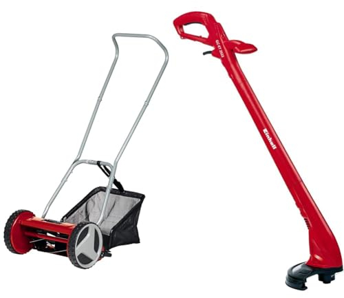 Einhell Cortacésped Manual GC-HM 300 (para hasta 150 m2, husillo de Corte & Cortadora de césped eléctrica GC-ET 2522 (250 W, Ancho de Corte 22 cm, Longitud del Hilo 60