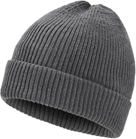 BARFULKER Beanie Mütze Damen Herren, Winter Beanie Mütze Warme Wintermütze Thermo Dehnbare Strickmützen Bequem Wollmütze Winddichte Laufmützen Geschenk Unisex, Grau