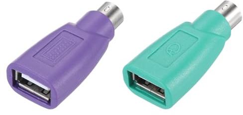 QUARKZMAN 2 Piezas Puerto PS/2 A USB Adaptador PS/2 Macho A USB Hembra para Teclado Ratón Cableado PC De Escritorio Portátil Notebook Verde/Morado