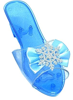 predolo Prinzessin Schuhe Sandalen Kinder Heels Slip On Jelly Sandalen mit Komfortablem Keilabsatz aus PP Material für Rollenspiele Kinderfeste, Blau